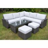 3 X Brand New Moda Furniture 8 Seater Corner Group With Coffee Table in Natural with Cream Cushion