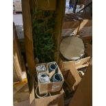 13 PIECE MIXED LOT TO CONTAIN ASSORTED POTS & FAUX PLANTS. (R12-12)