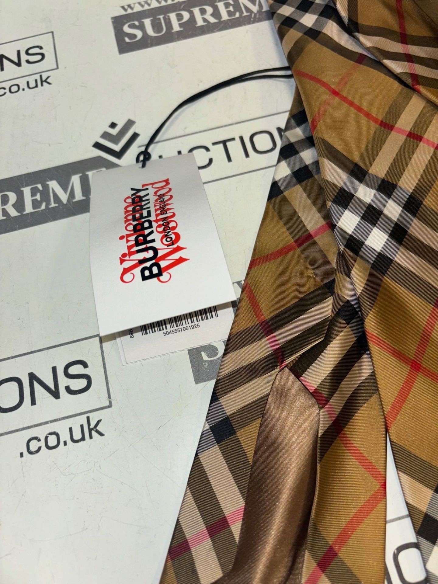 Genuine Burberry x Vivienne Westwood Giant Wide Cut Vintage Check Silk Tie. RRP £220. 60D/30 - Image 4 of 6