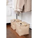 2 X BRAND NEW Style Sisters PU Leather Storage with Bamboo Handles Nude RRP £70 EACH DB (953930)