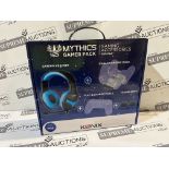 12x BRAND NEW KONIX MYTHICS GAMER PACK INCLUDING HEADSET, CHARGING DOCK, CABLE, THUMB GRIPS. (R15-