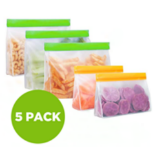 23x BRAND NEW Silicone Reusable Stand Bottom Design Zipper Food Bags - 5 PACK. RRP £9.99 EACH.