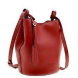 Genuine Burberry Lorne Bucket Bag Crossbody Red Leather Heymarket Check 15/28