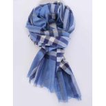 Genuine Burberry Light Blue Check scarf. RRP £250. Wool and Silk Scarf. 60E/30
