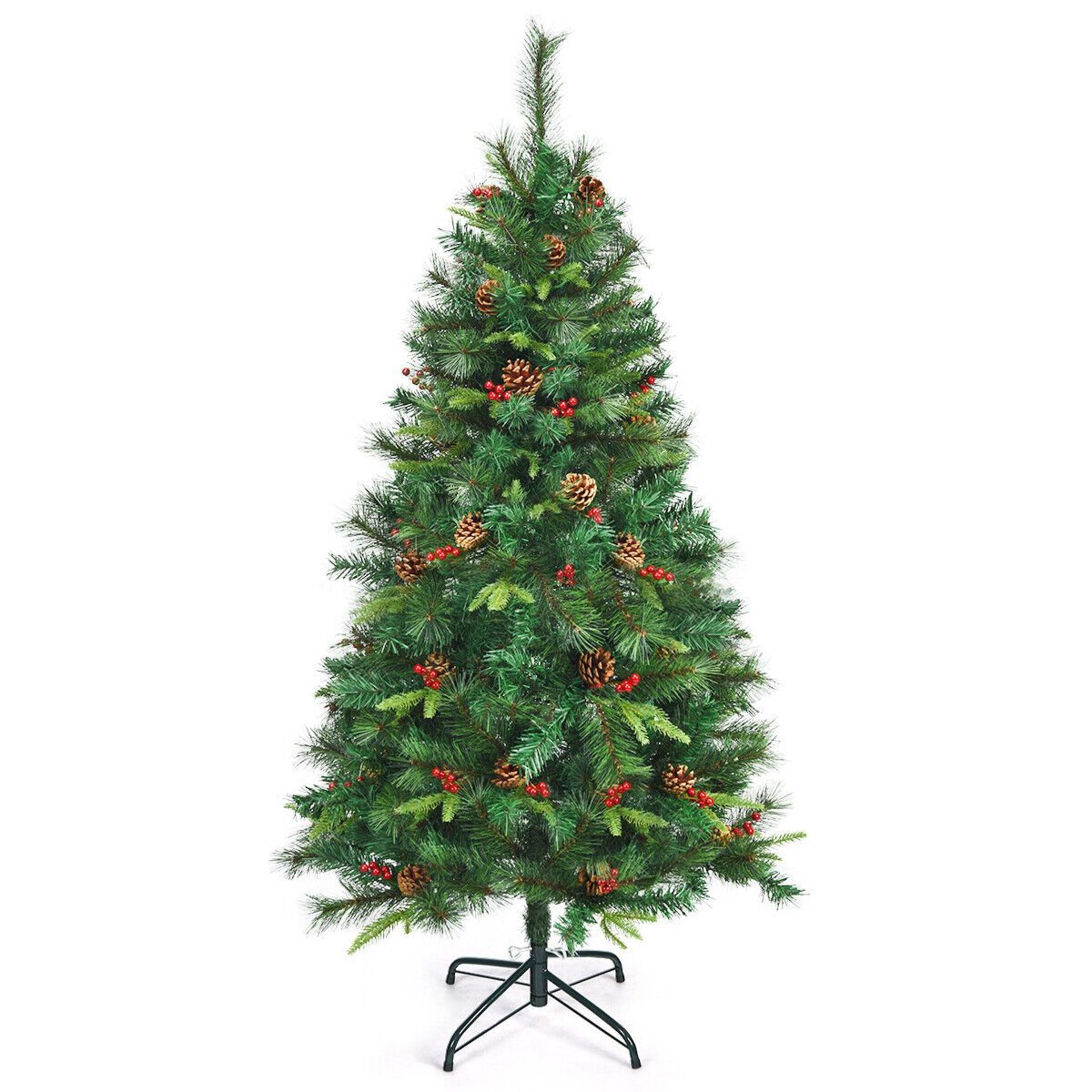 5 Feet Pre-Lit Artificial Christmas Tree with Red Berries R13-15