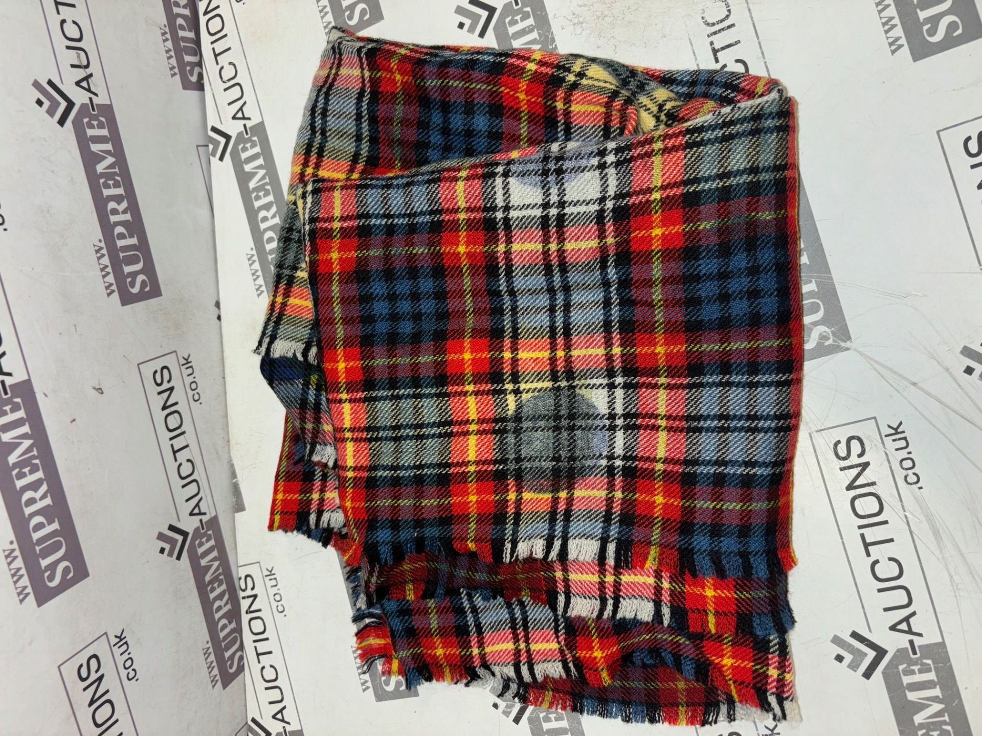 Genuine Burberry Red/Blue Tartan Scarf with spots 14/28 - Image 2 of 3
