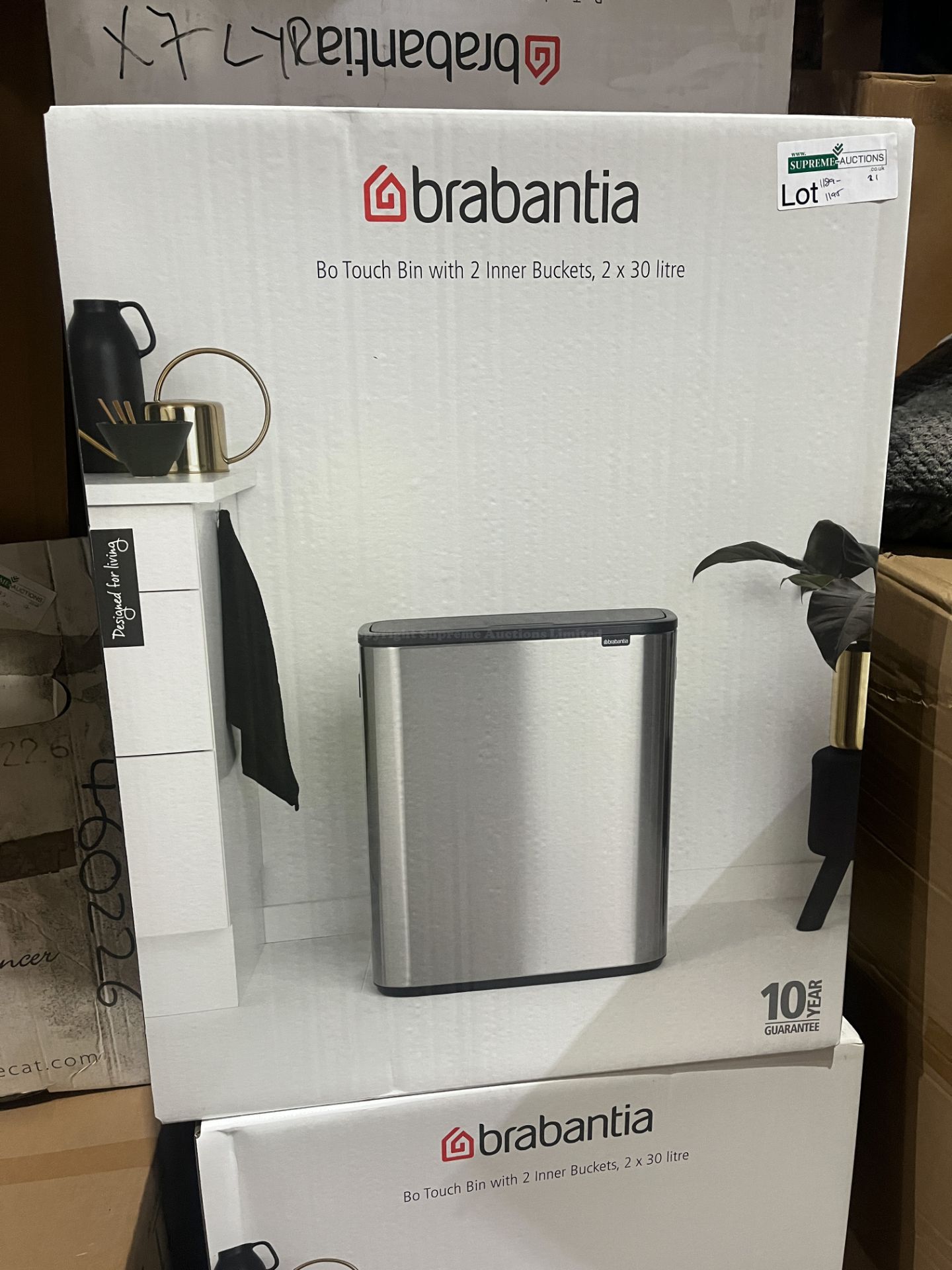 BRAND ENW BRABANTIA BO TOUCH 2 X 30L MATT STEEL FINGERPRINT PROOF BINS RRP £245 R10-9