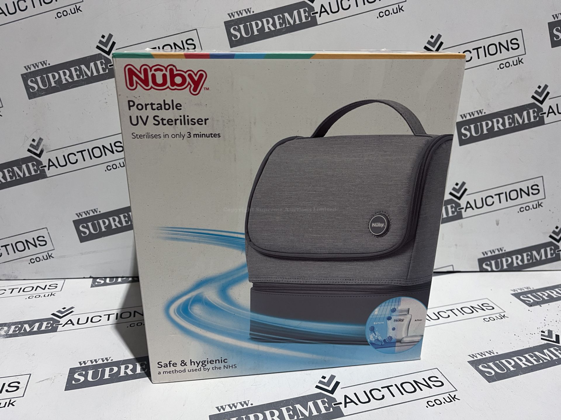 NUBY PORTABLE UV STERILISER, STERILISES IN ONLY 3 MINUTES, SAFE AND HYGIENIC METHOD USED BY THE