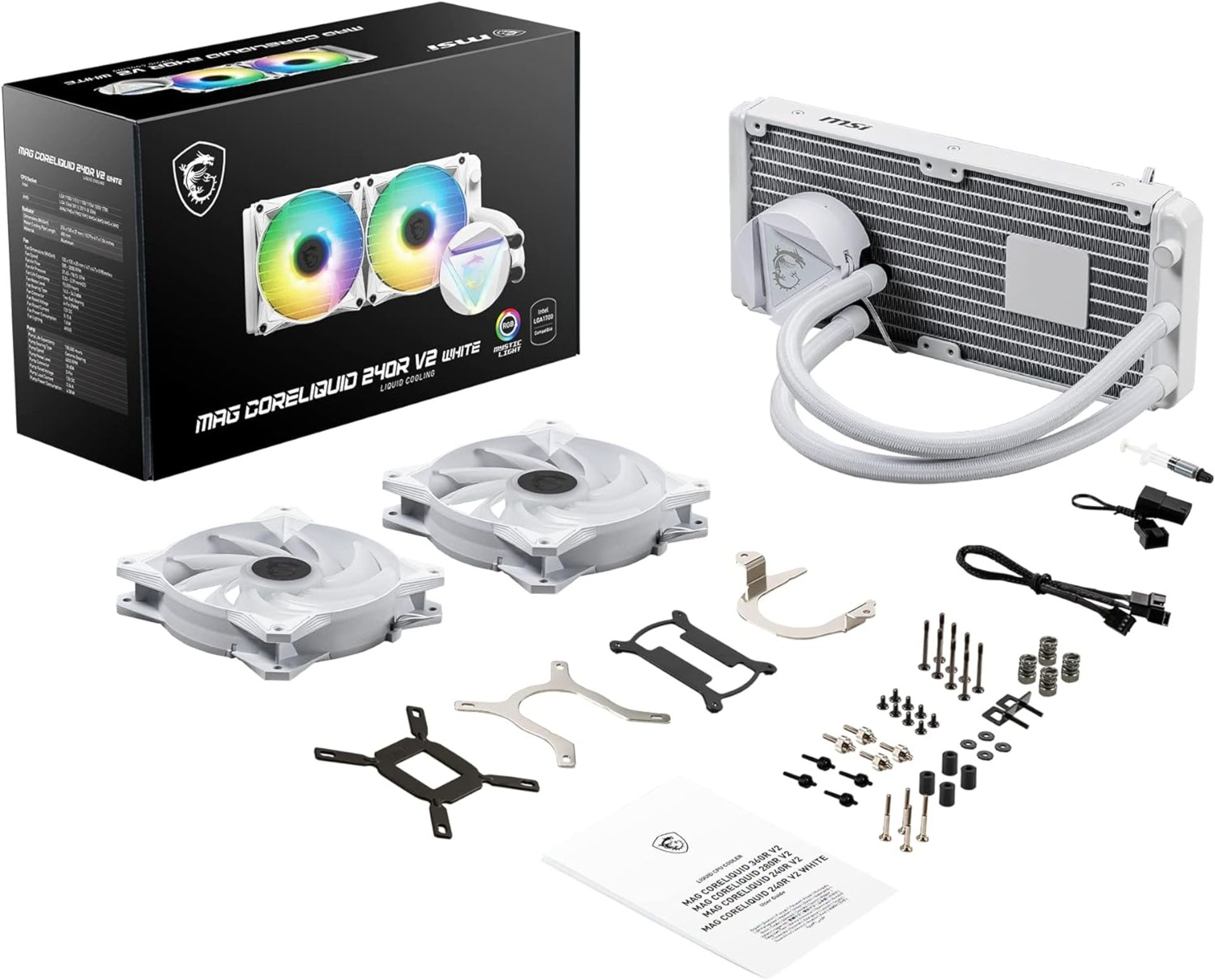 BRAND NEW FACTORY SEALED MSI MAG Coreliquid 240R V2 White 240MM AIO Liquid CPU Cooler. RRP £87.98 - Image 7 of 7