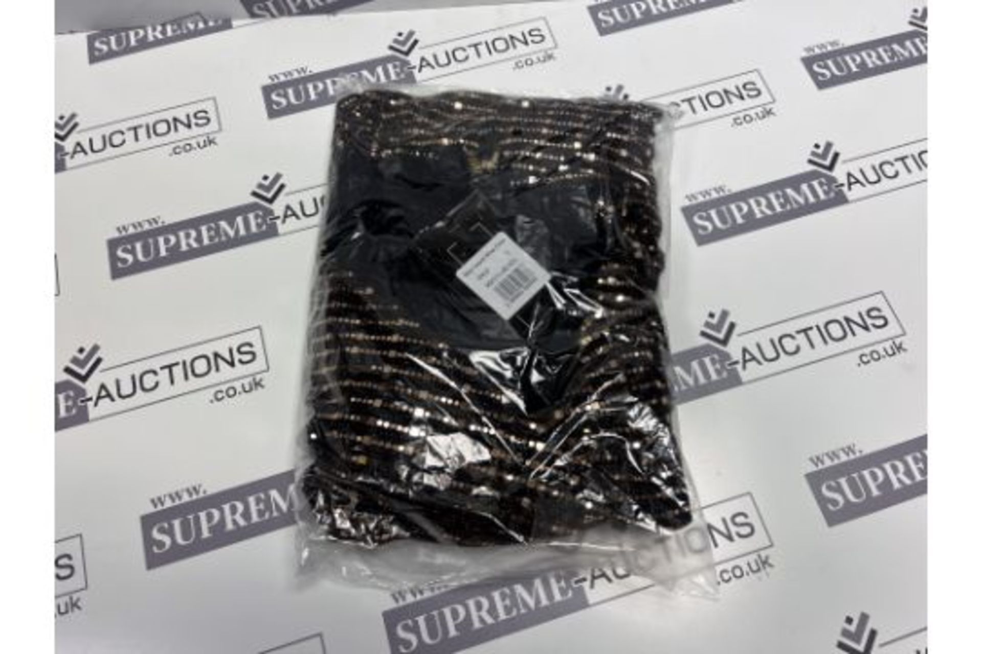 15 X BRAND NEW BLACK GLITTER GOLD DRESSES IN VARIOUS SIZES RRP £45-60 EACH EBR