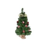 3FT Table Top Christmas Tree, Mini Artificial Green Xmas Tree with Burlap Base, Christmas Indoor