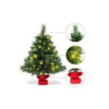 4 x 24-in Pre-Lit Tabletop Fir Artifical Christmas Tree Battery Operated with Led Lights . - R13.