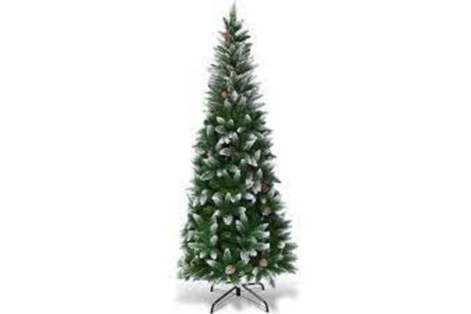 6 ft. Snow Flocked Unlit Artificial Pencil Christmas Tree. - R13.13.