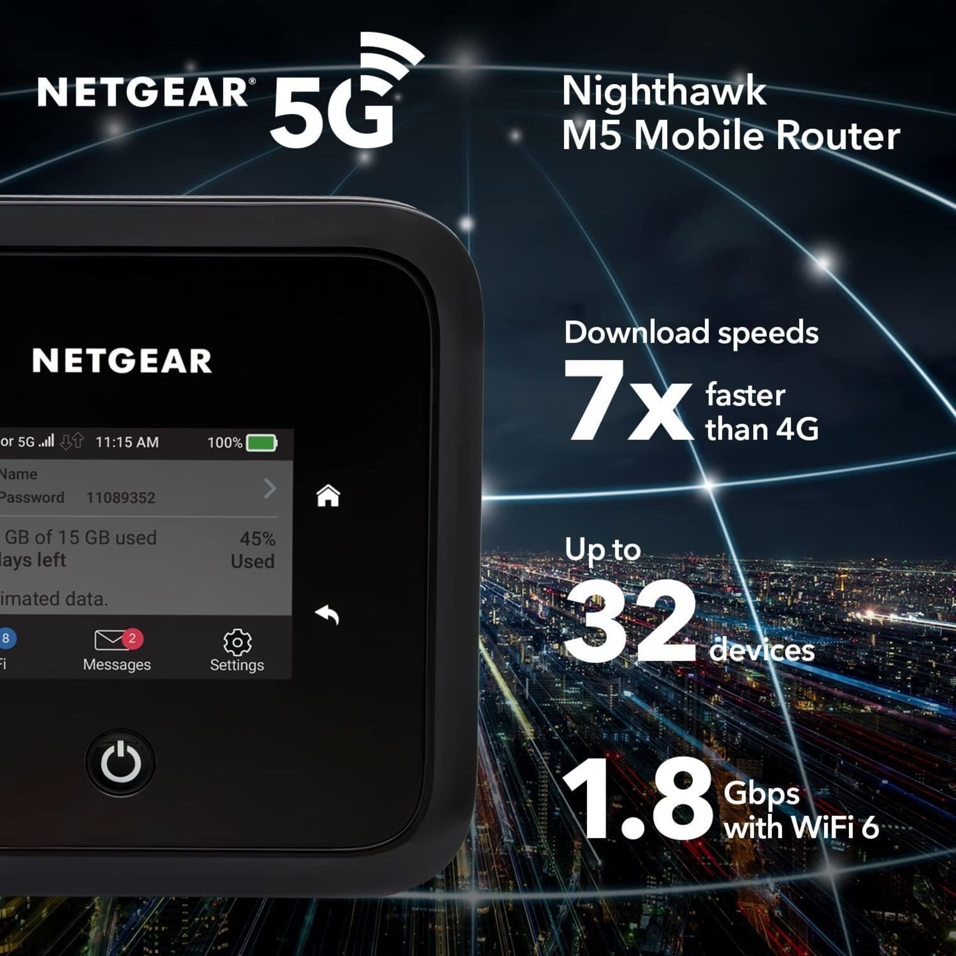 BRAND NEW FACTORY SEALED NETGEAR Nighthawk M5 5G WiFi 6 Mobile Router. RRP £829. BLAZING FAST 5G - Bild 2 aus 6