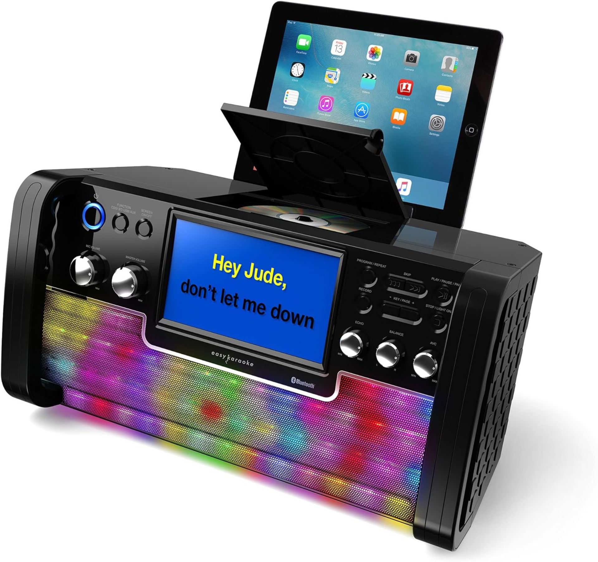 2 X EAASY KARAOKE BLUETOOTH CD AND GRAPHICS KARAOKE DISCO PARTY MACHINES WITH LIGHT EFFECTS RRP £109