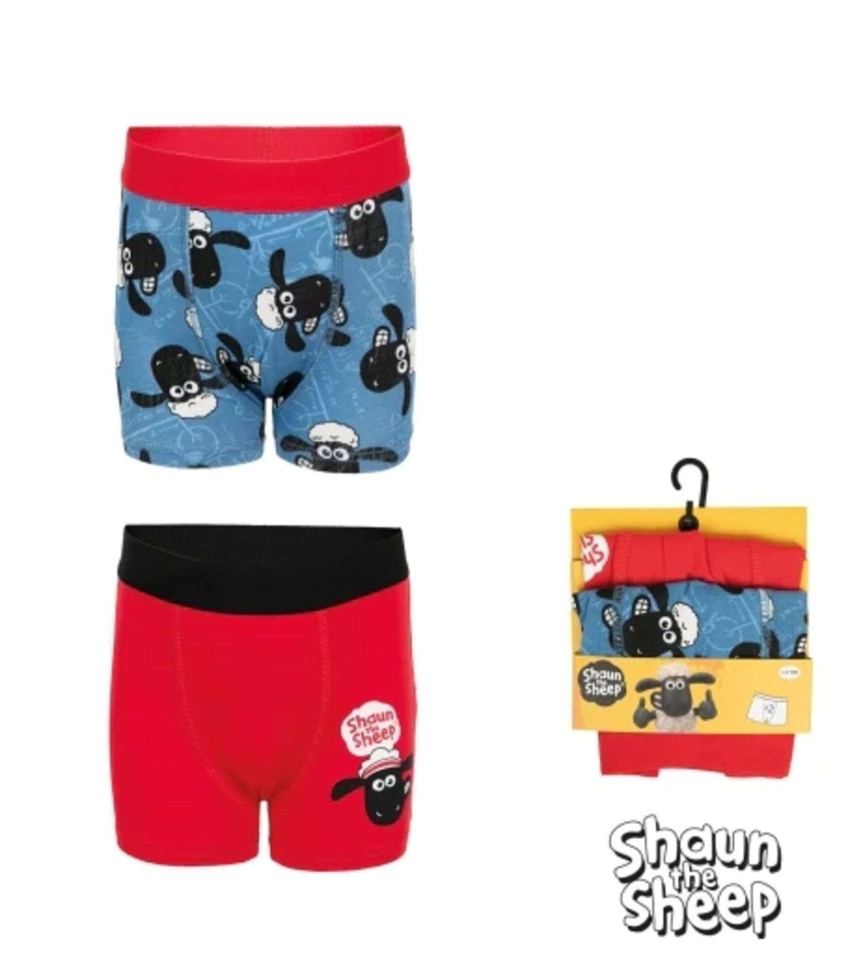 15 X BRAND NEW SHAUN THE SHEEP SETS OF 2 ASSORTED BOXERS (SIZES MAY VARY) DB