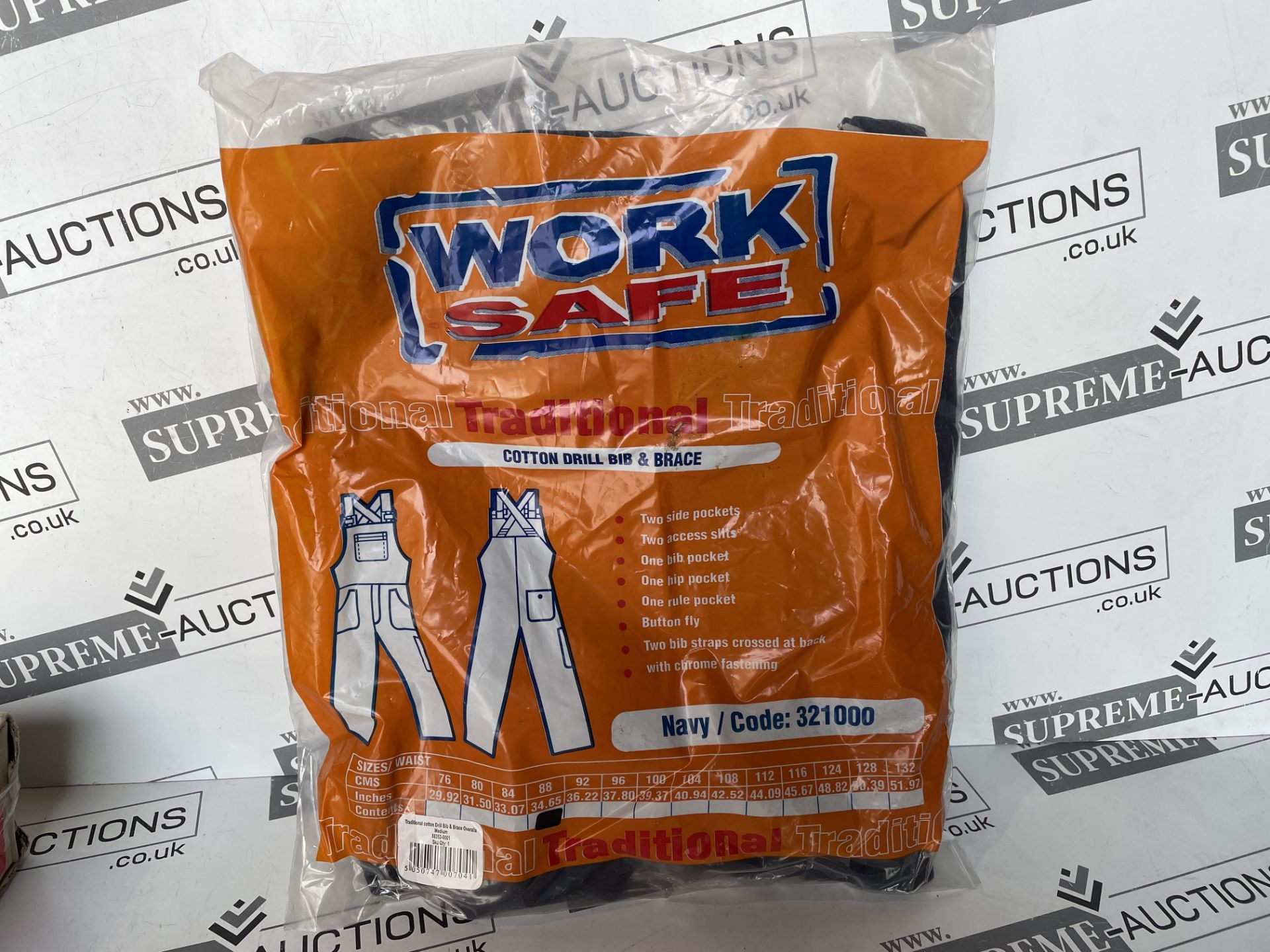 26 X BRAND NEW WORK SAFE TRADITIONAL NAVY COTTON DRILL BIB AND BRACE SIZE LARGE R13.10