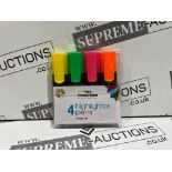 80 X BRAND NEW PACKS OF 4 ASSORTED CHISEL TIP HIGHLIGHTER PENS R18-10