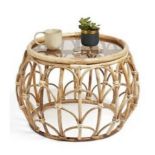 2 X BRAND NEW BAY ISLE EVELYN RATTAN AND GLASS COFFEE TABLE RRP £209 BW