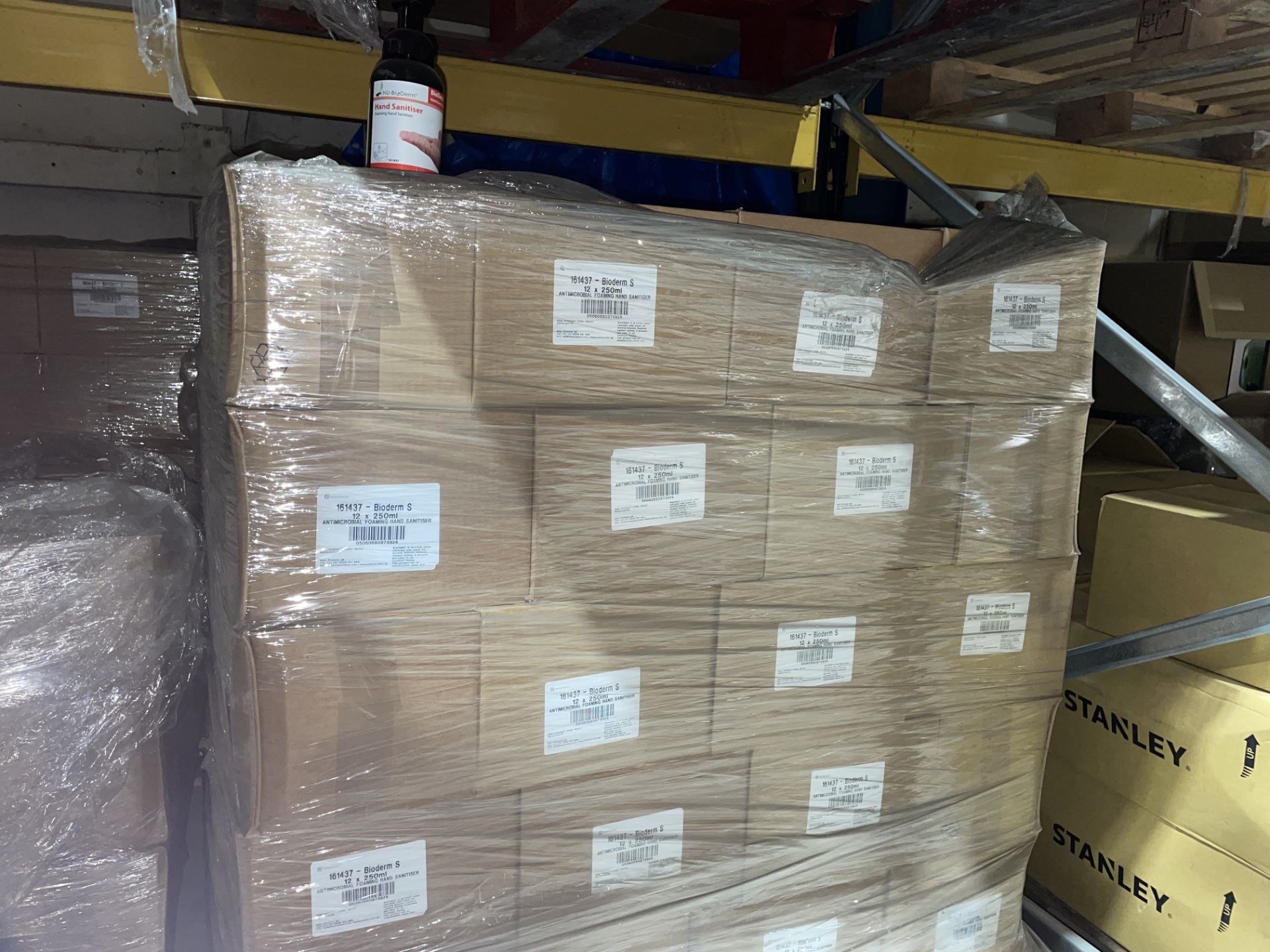 PALLET TO CONTAIN A LARGE QUANTITY OF NU BIODERM 500ML FOAMING HAND SANITISER LYR
