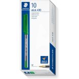 7 X BRAND NEW PACKS OF 50 STAEDTLER STICK 430 GREEN PENS R9B-13