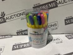 TRADE LOT 50 X BRAND NEW PACKS OF 36 ASSORTED COLOURS FINE TIP PENS R6-7