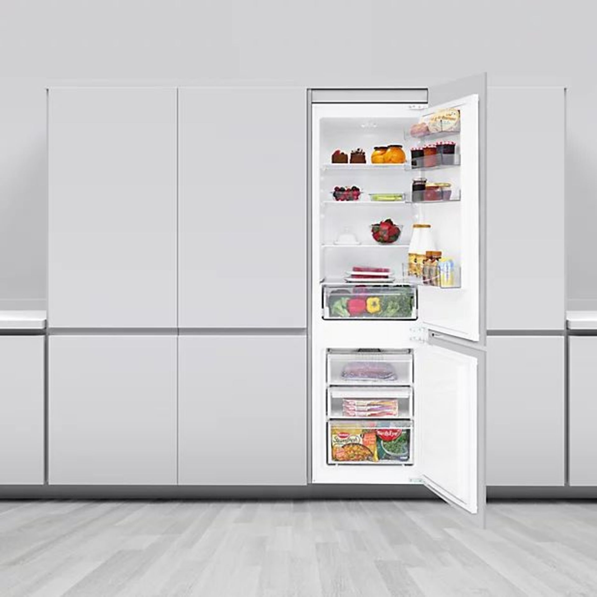 BEKO INTEGRATED FROST FREE FRIDGE FREEZER WITH LARGE SALAD CRISPER ICQFD373 INSL