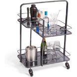 2 X BRAND NEW 3 TIER PORTABLE GRAPHITE GREY LUXURY DRINKS TROLLEY RRP £129 R16-12 (1000353)