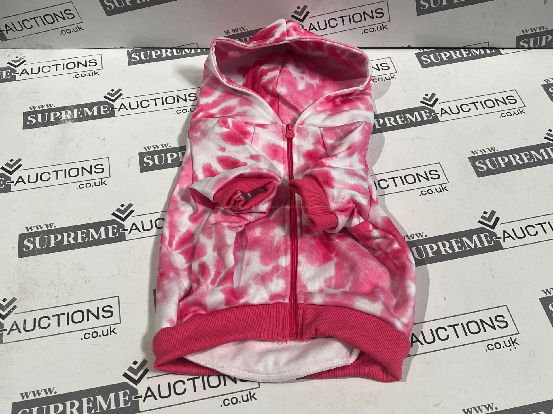 16 X BRAND NEW FRENCHIE BULLDOG PREMIUM PINK TIE DYE HOODIES SIZE LARGE RRP £42 EACH R6-6