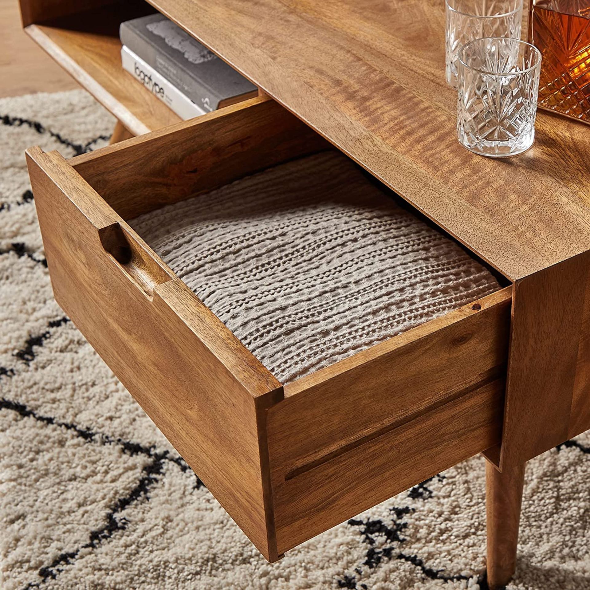 Brand New Buxton Mango Wood Coffee Table RRP £499, Buxton Mango Wood Coffee Table evokes mid-century - Image 2 of 3