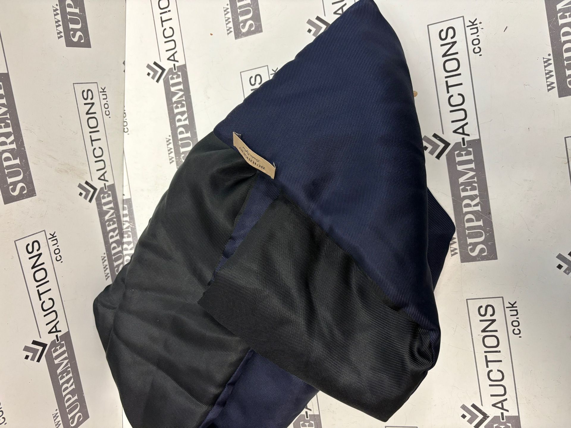 (No Vat) Burberry London Unisex Blue Black Silk Quilted Scarf. With Tags! 170 x20cm 100% silk - Image 4 of 5