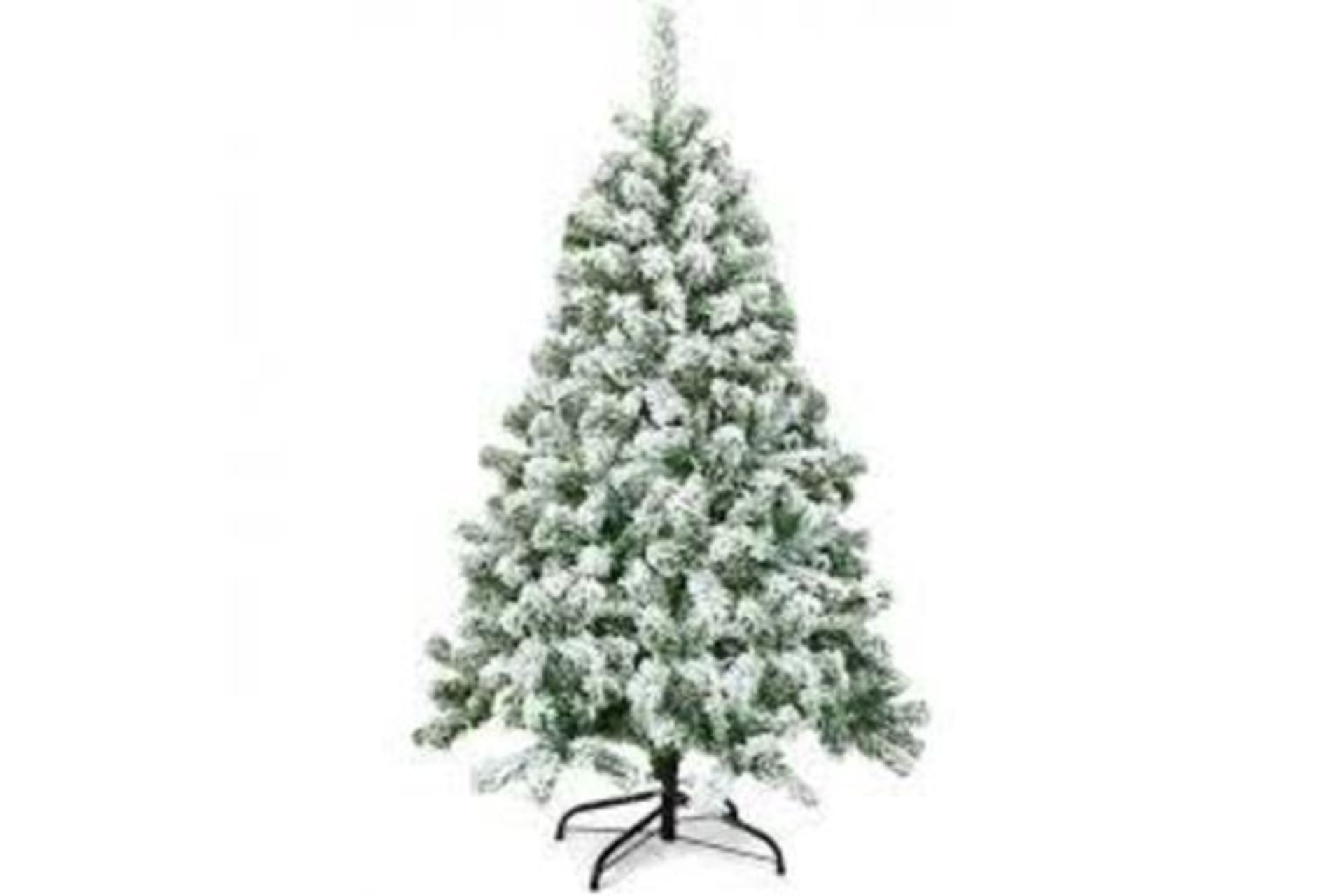4.5ft Snow Flocked Hinged Pine Foldable Christmas Tree. - R13.15. The tree, crafted with 400 snow