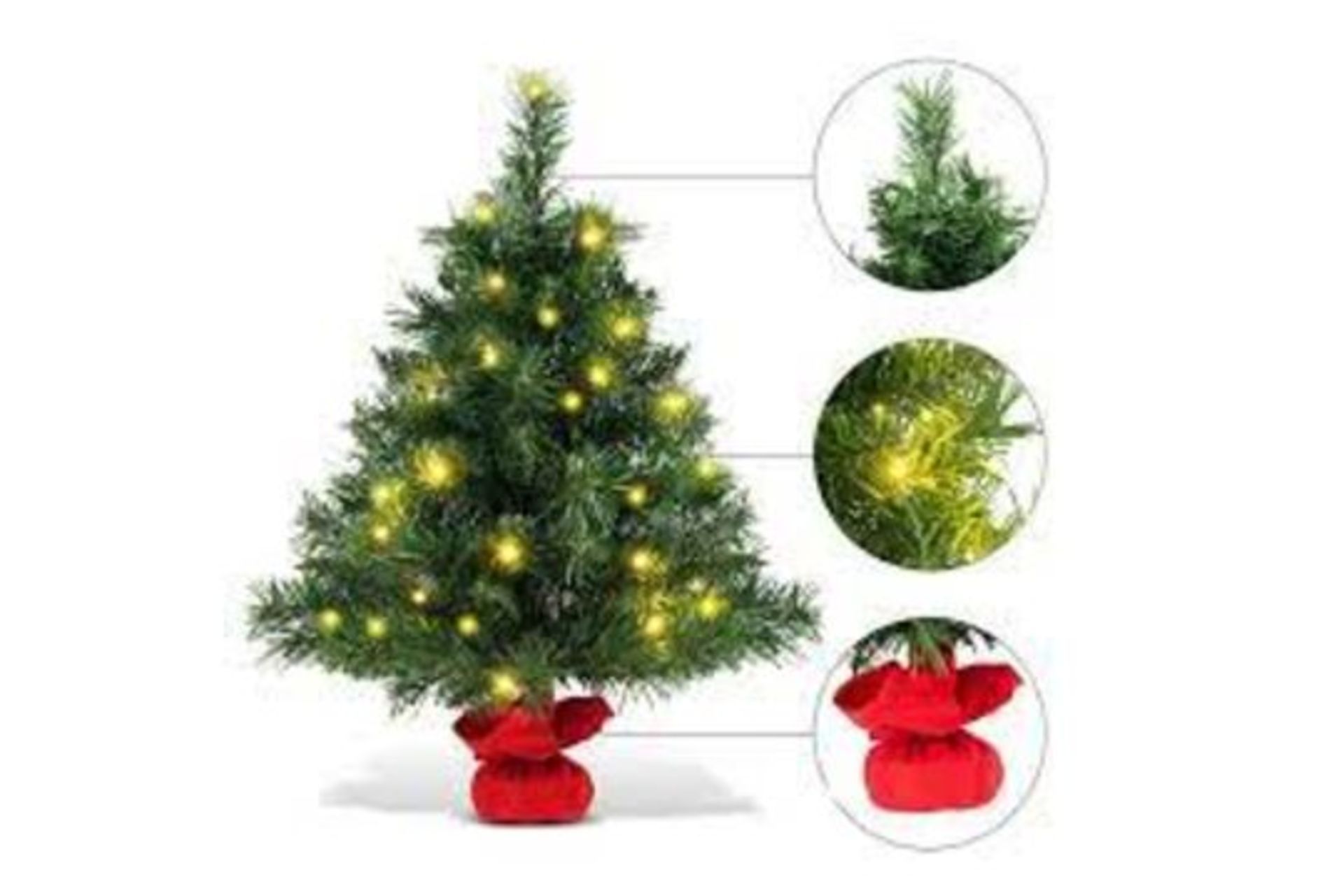 4 x 24-in Pre-Lit Tabletop Fir Artifical Christmas Tree Battery Operated with Led Lights . - R13.