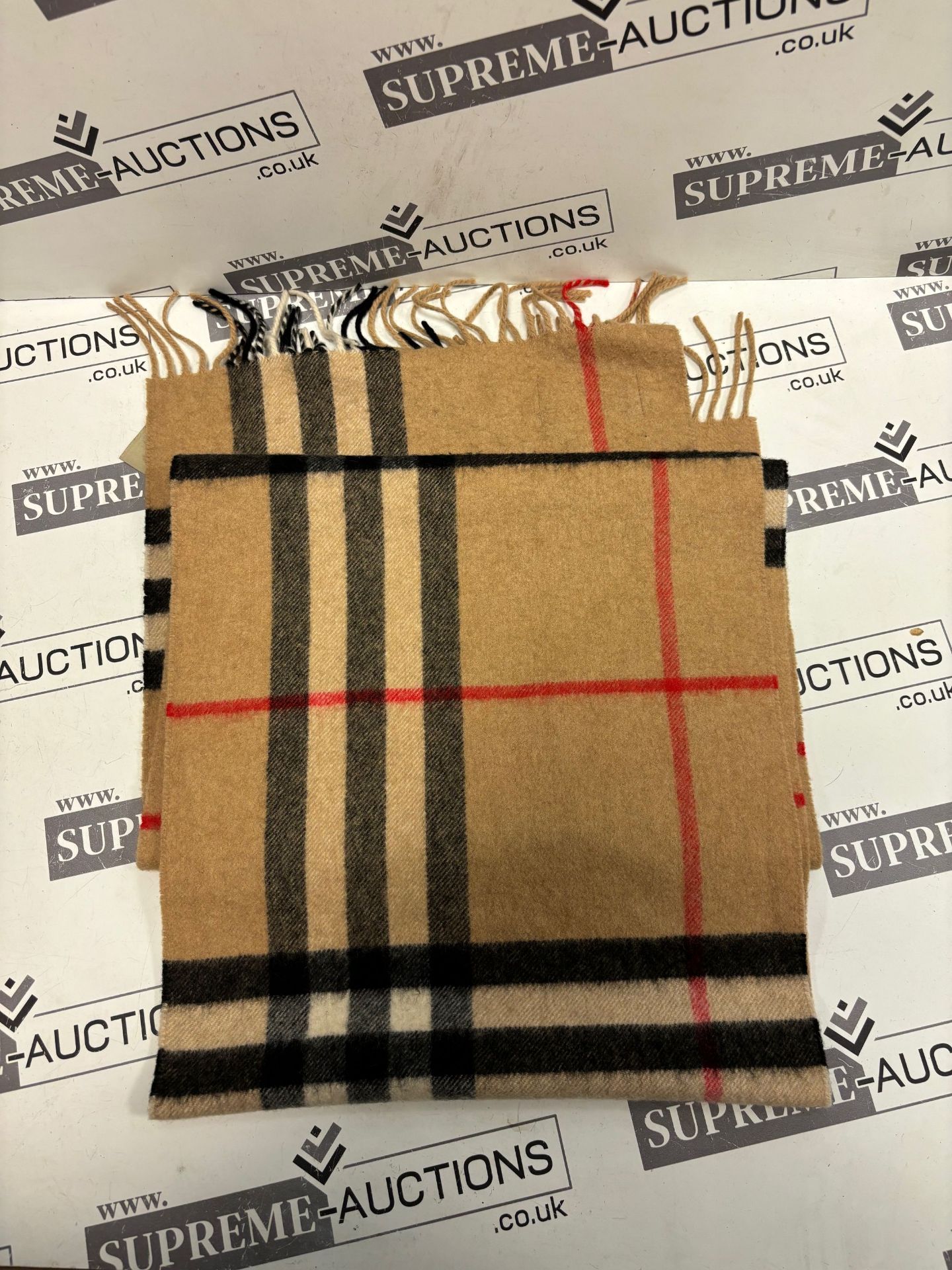 (No Vat)  Burberry brown Classic 100% Cashmere Scarf - Personalised PP. 168x30cm - Image 2 of 3