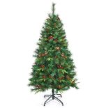 5 Feet Pre-Lit Artificial Christmas Tree with Red Berries R13-13