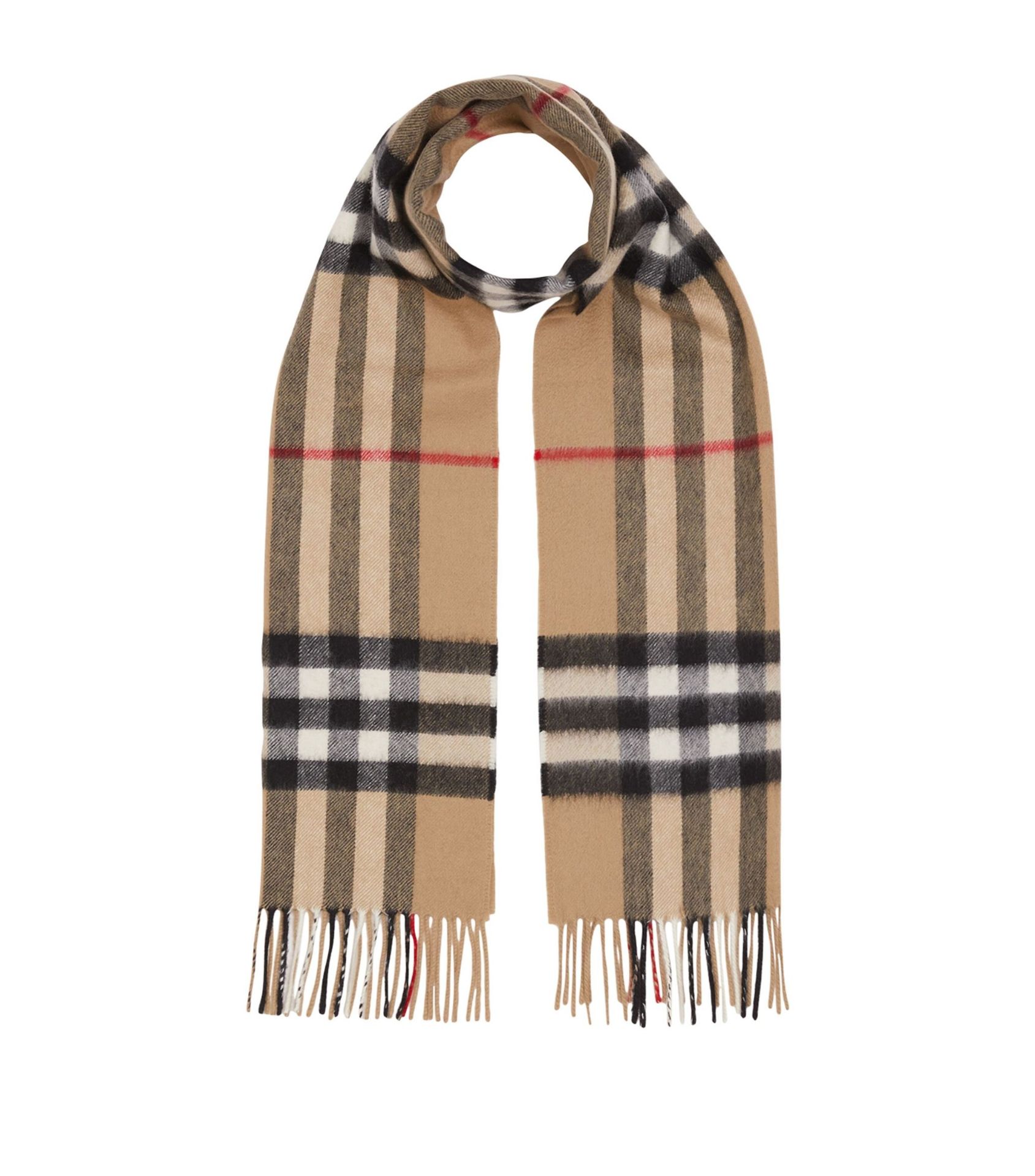 (No Vat)  Burberry brown Classic 100% Cashmere Scarf - Personalised PP. 168x30cm