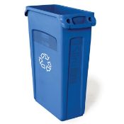 5 X BRAND NEW RUBBERMAID BLUE SLIM JIM CONTAINERS WITH VENTING PANELS R19-6