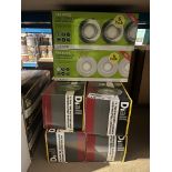 6 PIECE MIXED LOT INCLUDING LUCECO PACKS OF 3 DOWNLIGHTS AND DIALL PACKS OF 3 DOWNLIGHTS S1-11