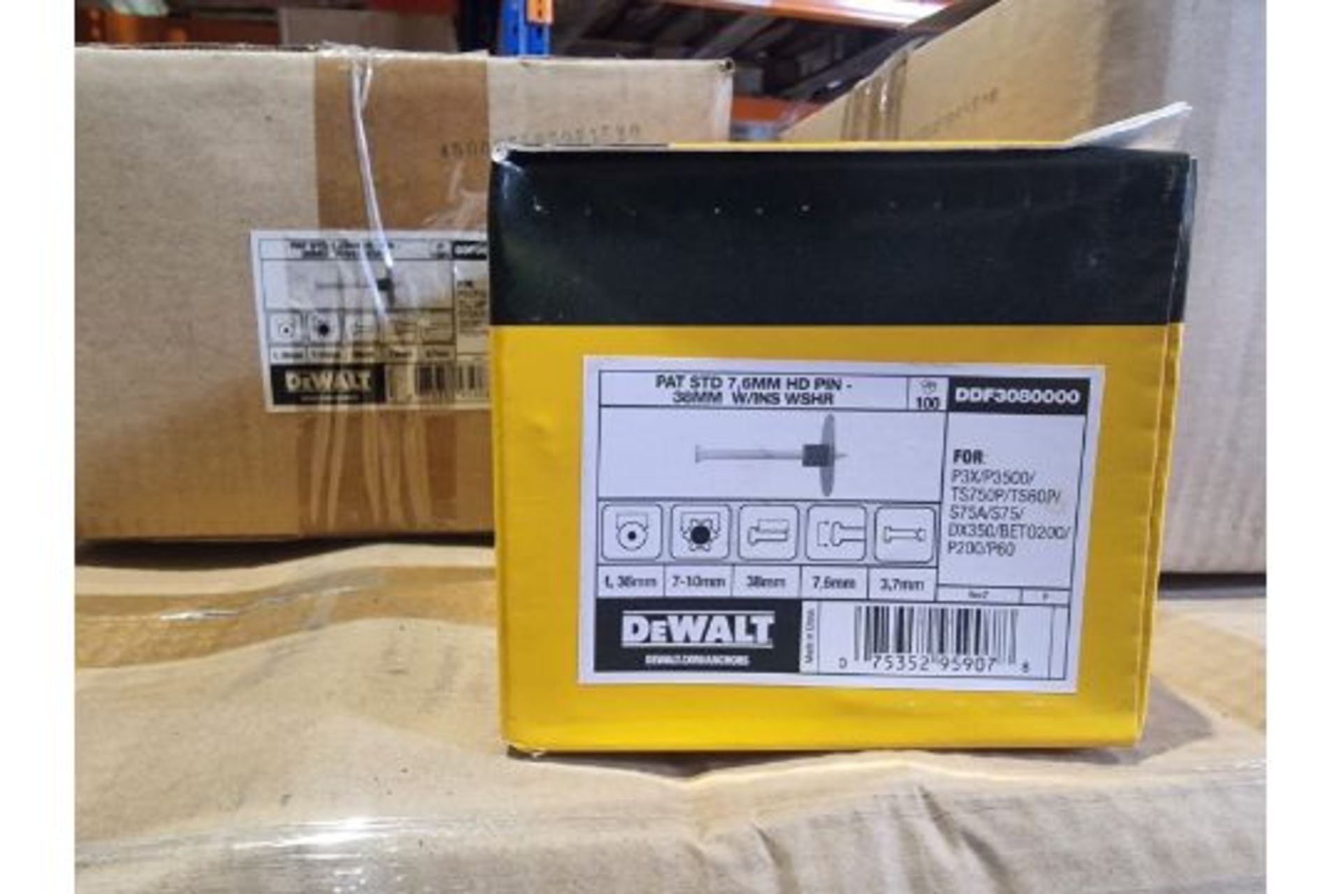 Trade Lot 100 x New Boxes of 100 Dewalt DDF3080000 DRIVE PIN 38MM INSULATION WASHER. RRP £19.54