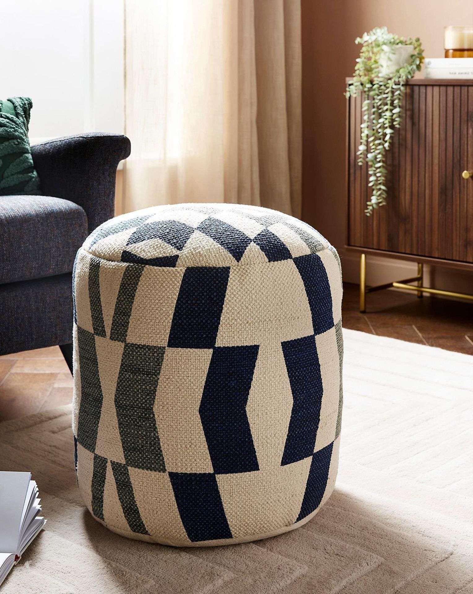 2 X BRAND NEW NAVY LUXURY LARGE POUFFES RRP £99 EACH R9/10