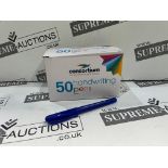 10 X BRAND NEW PACKS OF 50 BLUE HANDWRITING PENS R16-2