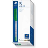 5 X BRAND NEW PACKS OF 50 STAEDTLER GREEN STICK 430 PENS R3.2