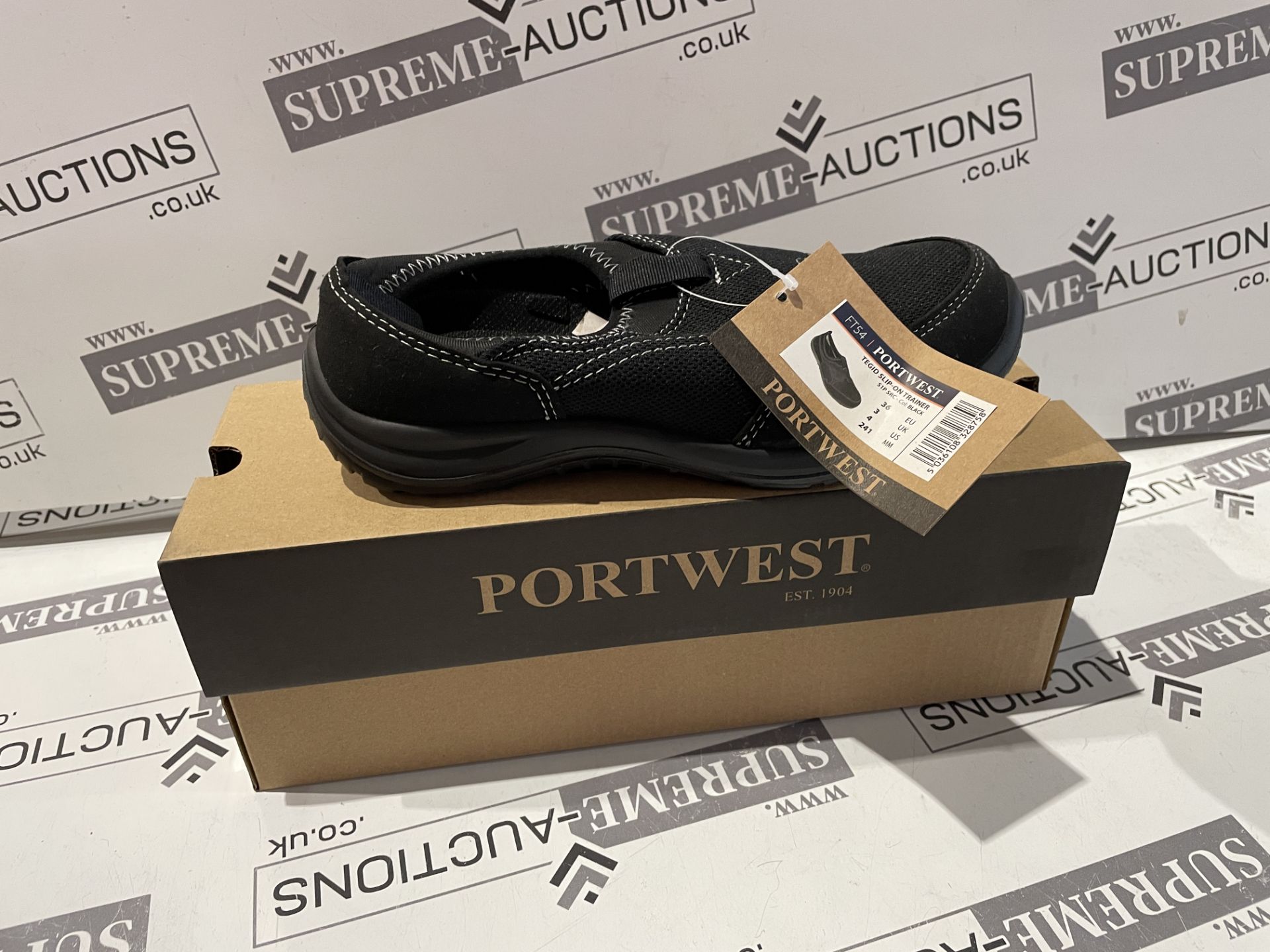 12 X BRAND NEW PAIRS OF PORTWEST SLIP ON SAFETY TRAINERS SIZE 3 R17-6
