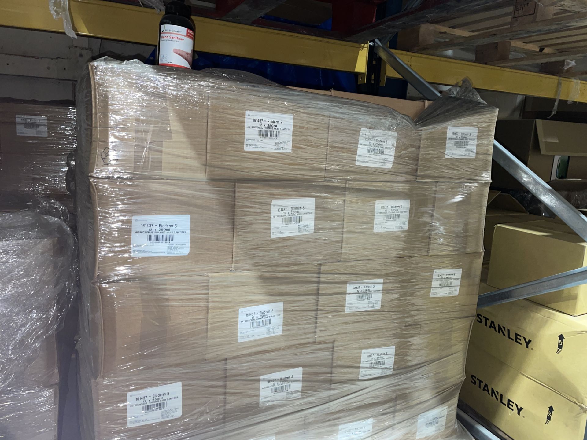 PALLET TO CONTAIN A LARGE QUANTITY OF NU BIODERM 500ML FOAMING HAND SANITISER LYR