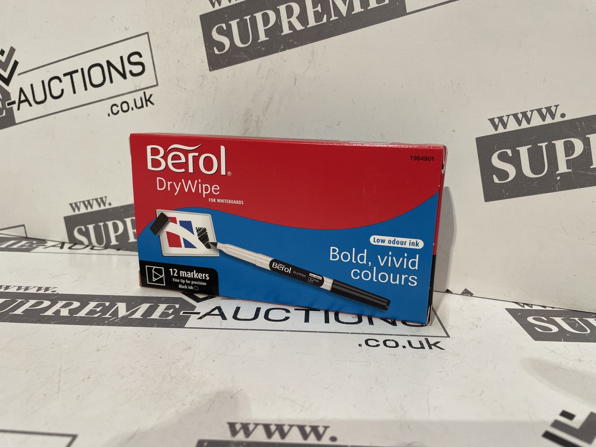 10 X BRAND NEW BEROL PACKS OF 12 BLACK DRY WIPE MARKERS P4