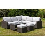 Brand New Moda Furniture 8 Seater Corner Group With Coffee Table in Grey with Grey Cushions. RRP £