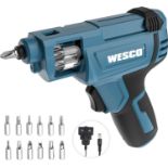 12x NEW & BOXED WESCO 3.6V 1.5Ah Lithium Screwdriver 3.5NM. RRP £30 EACH. Off-Set Head Makes Your