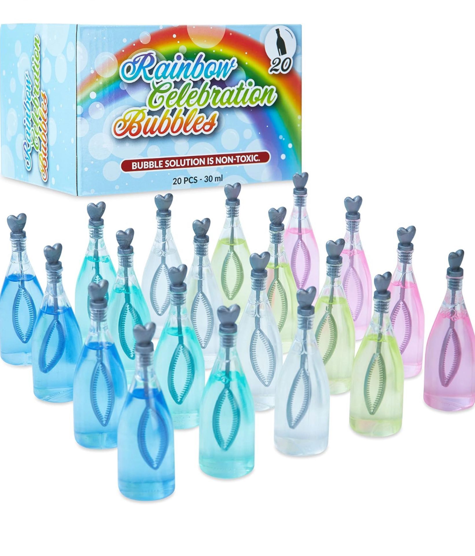 18 X BRAND NEW PACK OF 20 RAINBOW CELEBRATION BUBBLES S1RA