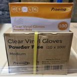 110 X BRAND NEW PACKS OF 100 PREEMA MEDIUM VINYL CLEAR GLOVES (powder free)