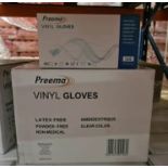 340 X BRAND NEW PACKS OF 100 PREEMA MEDIUM VINYL CLEAR GLOVES (powder free) EXP JUNE 2025